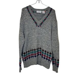 Brian MacNeil Sportswear Men's Sweater Vintage V-Neck Wool Blend Pullover Medium